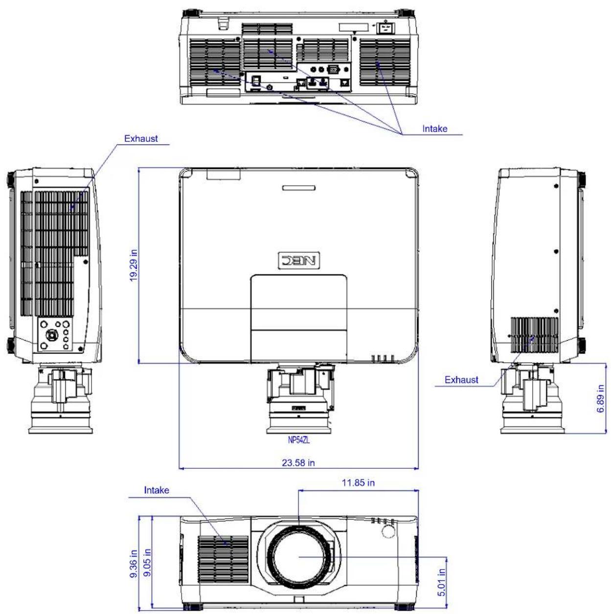 NEC PA1505UL - Cabinet Dimensions - 1