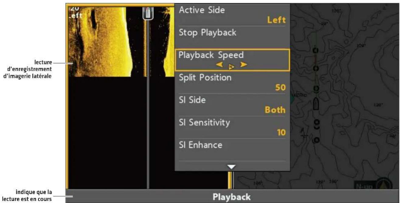 Active Side Left Stop Playback Playback Speed Split Position 50 SI Side Both SI Sensitivity 10 SI Enhance Indique que la lecture est en cours Playback