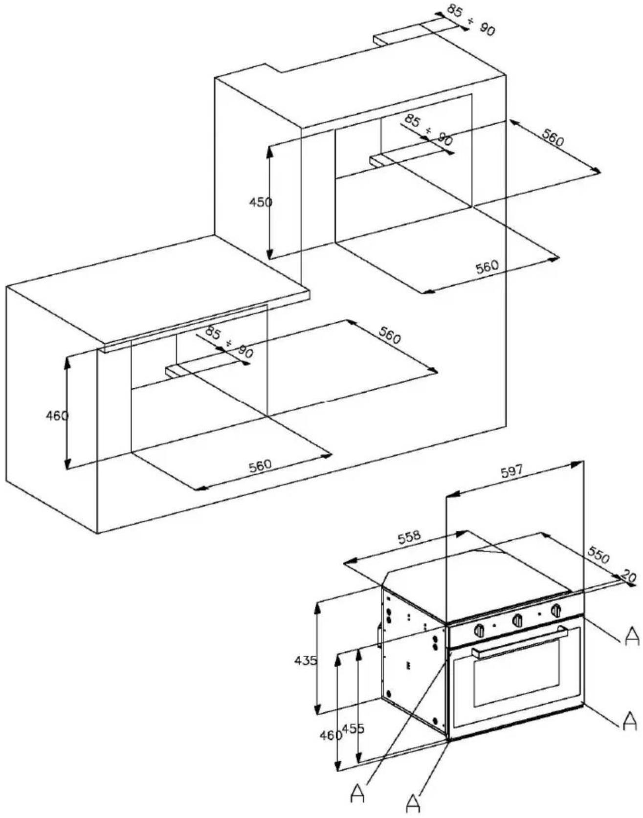HOOVER HCO 460 X - Insertion into the furniture unit: - 1
