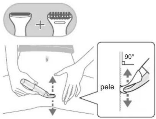 PANASONIC ES-WM31 - Colocar o protetor da pele fornecido na cabeça de corte de biquíni e cortar o pêlo até 1,5 mm ou menos. - 1