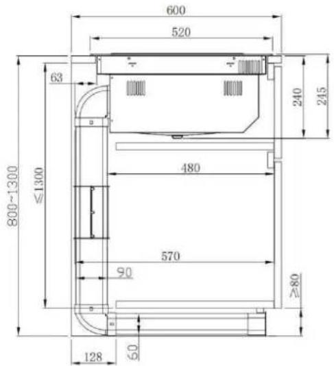 HOOVER HIH8ICF - Cabinet and Flue Pipe Size - 1