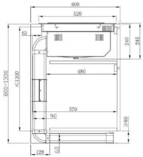HOOVER HIH8ICF - Tamaño del mueble y del tubo de humos - 1