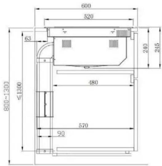HOOVER HIH8ICE - Dimensioni del mobile e della canna fumaria - 2