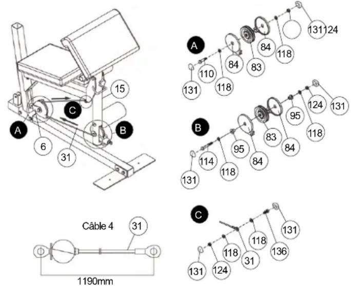 A 6 31 B C 15 A 110 84 83 118 131 124 B 95 124 131 114 95 84 83 118 131 118 Câble 4 31 1190mm C 118 31 118 136 131 124 131
