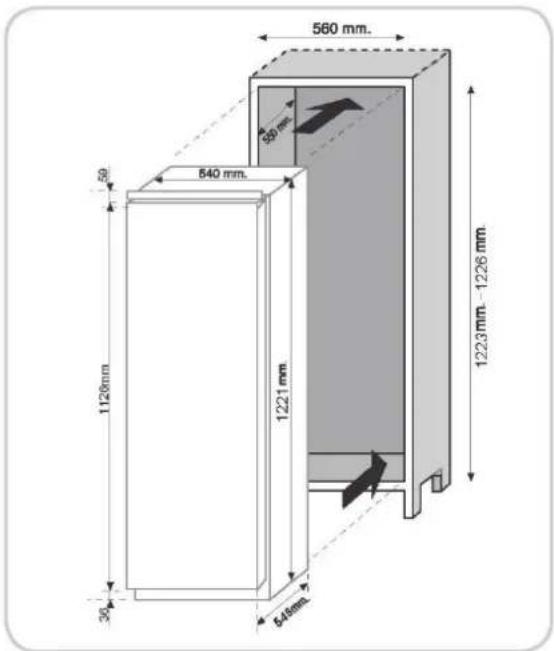 HOOVER HOTL 124 DE - DIMENSIONS DU PRODUIT ET COMPARTIMENT ENCASTRÉ - 1
