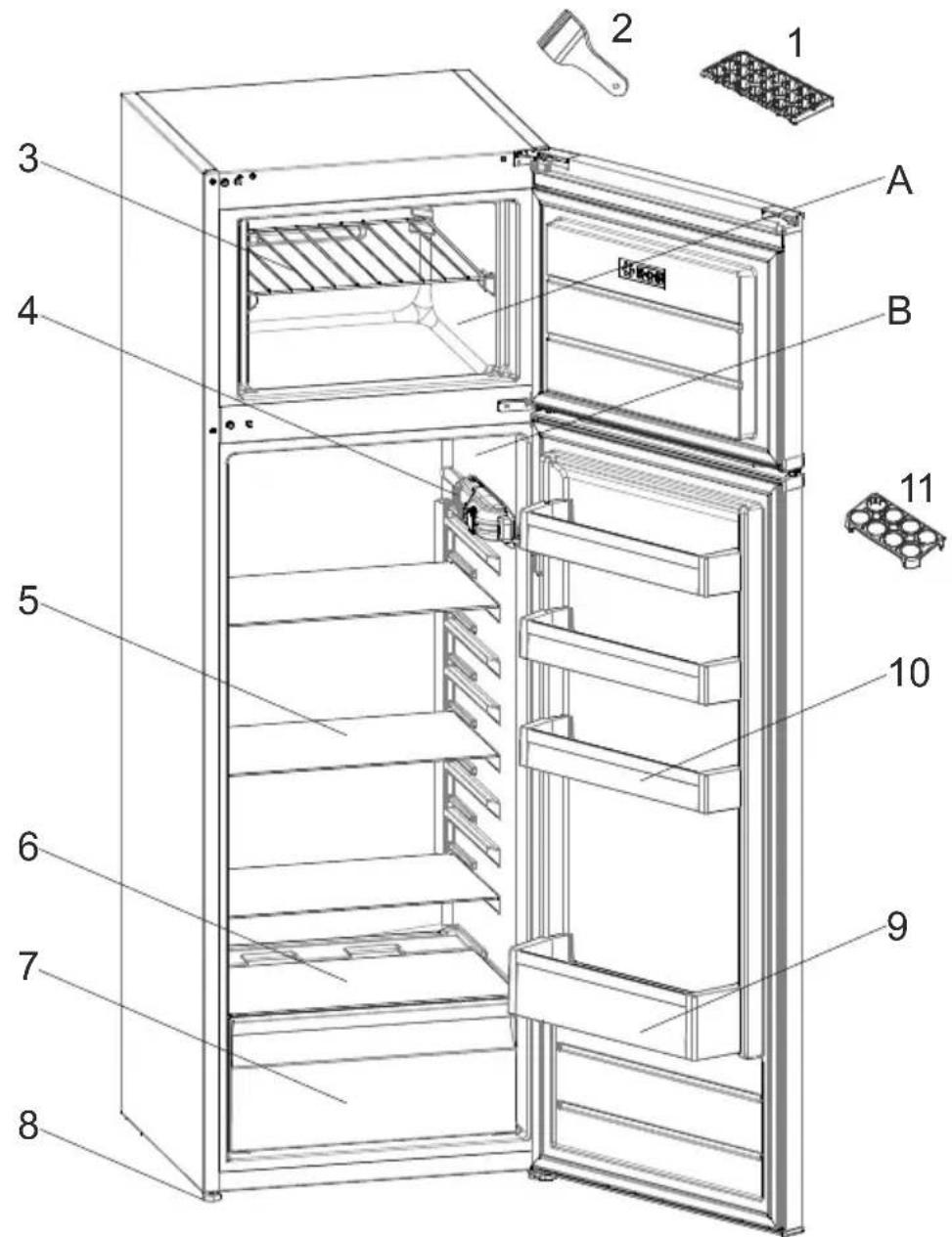 HOOVER HVEDS 5162XH - THE PARTS OF THE APPLIANCE AND THE COMPARTMENTS - 1