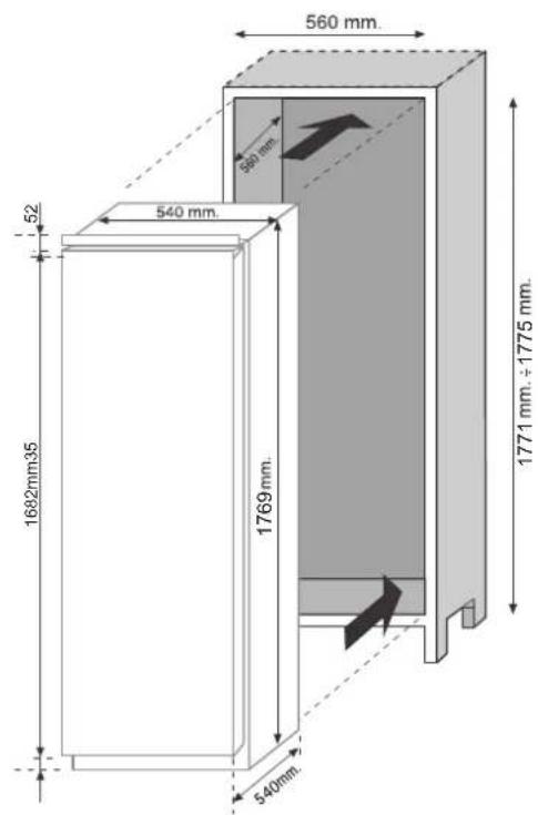 BAUMATIC BUS518FK - DIMENSIONS DU PRODUIT ET COMPARTIMENT ENCASTRE - 1
