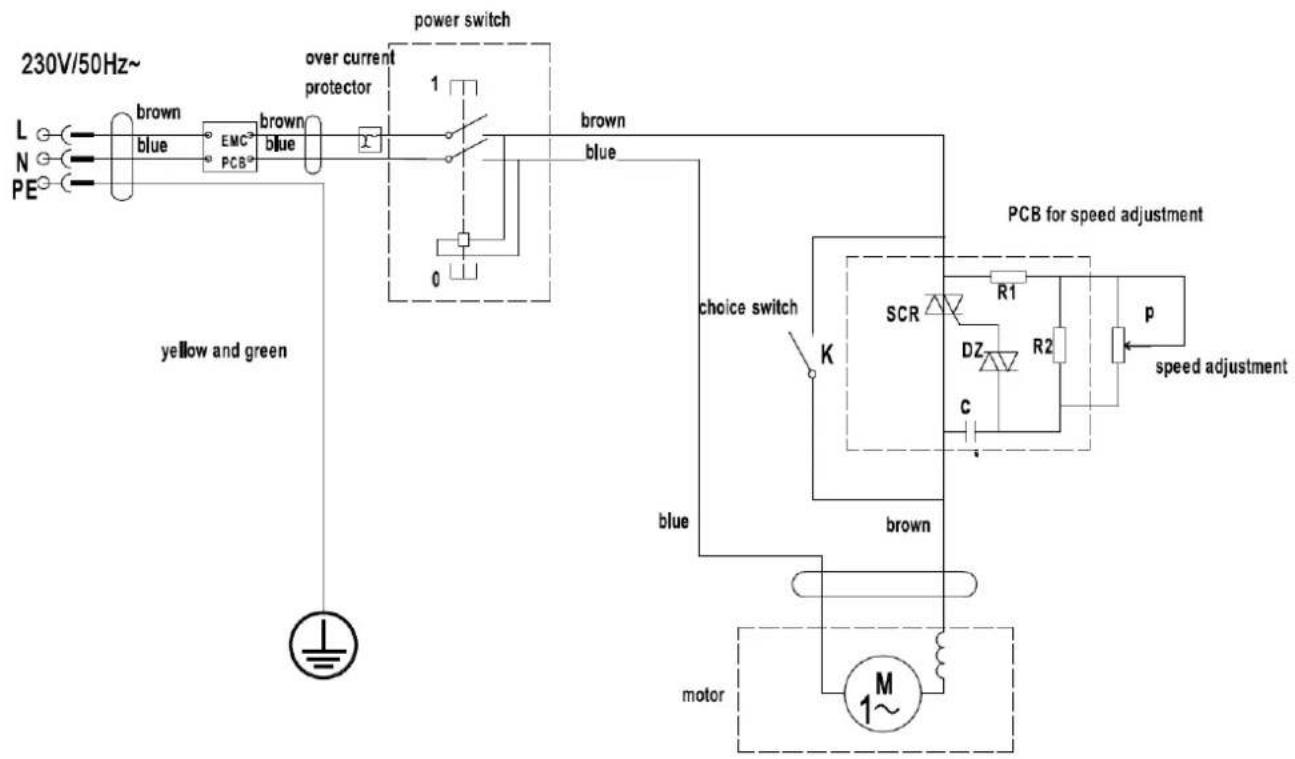 Holzmann TFM610V_230V - ELEKTRISCHER SCHALTPLAN / WIRING DIAGRAM CABLEADO / SCHEMA ELECTRIQUE / PLÁN ZAPOJENÍ - 1