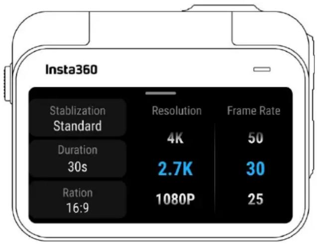 INSTA360 Go 3S - Menu des raccourcis - 3