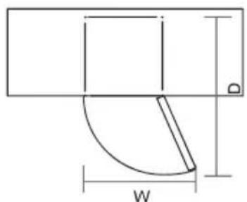 COMFEE RCT210WH2 - Ajtó Helyigény - 1