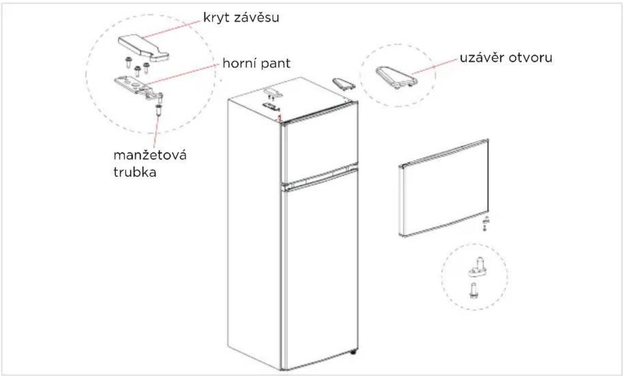 COMFEE RCT323WH2 - Díly již namontované na dveřích (jak jsou dodávány): - 14