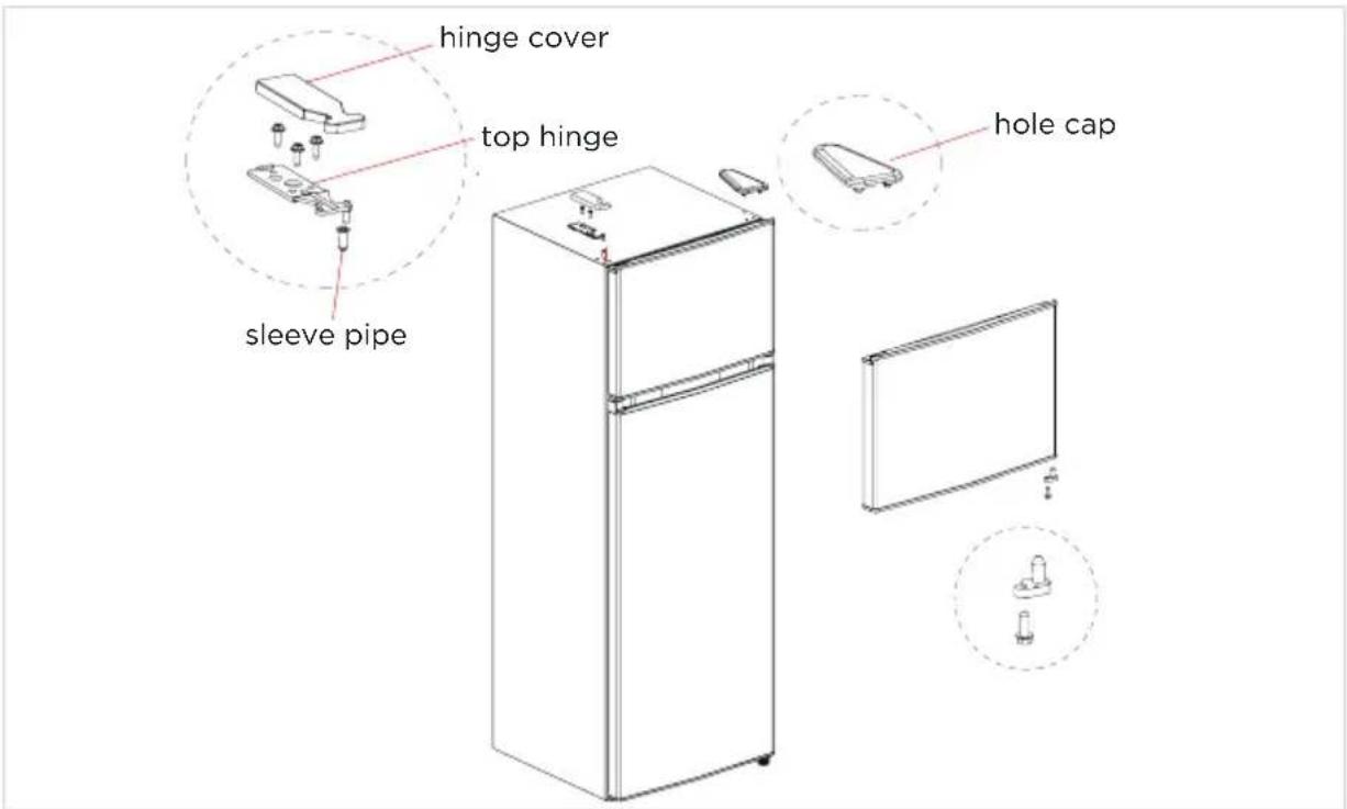 COMFEE RCT323WH2 - Parts already mounted on the door (as shipped): - 16