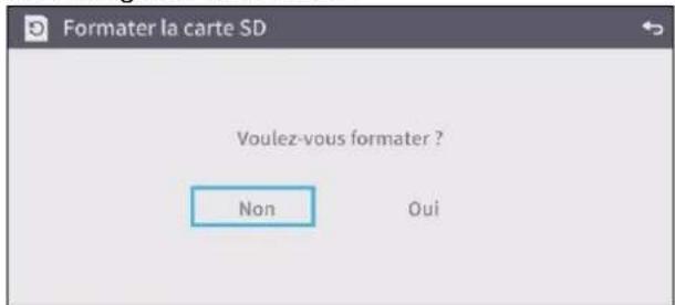 Formater la carte SD Voulez-vous formater ? Non Oui