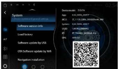 ZENEC Z-E3776 - VERSION DU LOGICIEL - 1