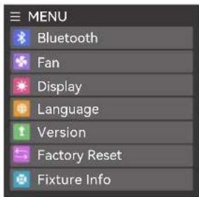 GODOX LA150R - Réglages du menu - 1