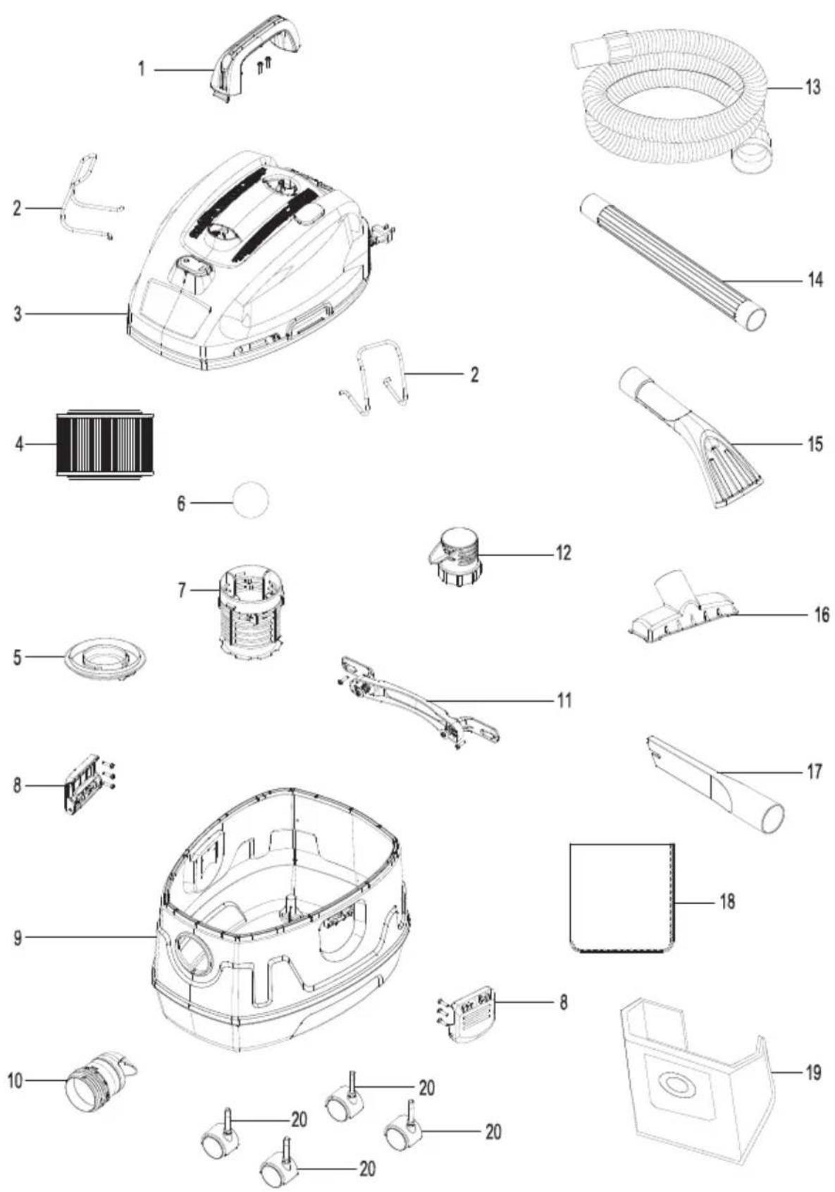 Vacmaster Professional VFB511H 0201 - EXPLODED VIEW - 1