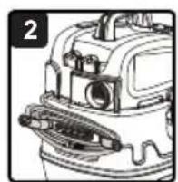 Vacmaster Professional VFB511H 0201 - ADVERTENCIA: DESCONECTE SIEMPRE LA CLAVIJA DE LA TOMA DE ALIMENTACIÓN ANTES DE SACAR EL CABEZAL MOTRIZ DEL TANQUE RECOLECTOR. - 2
