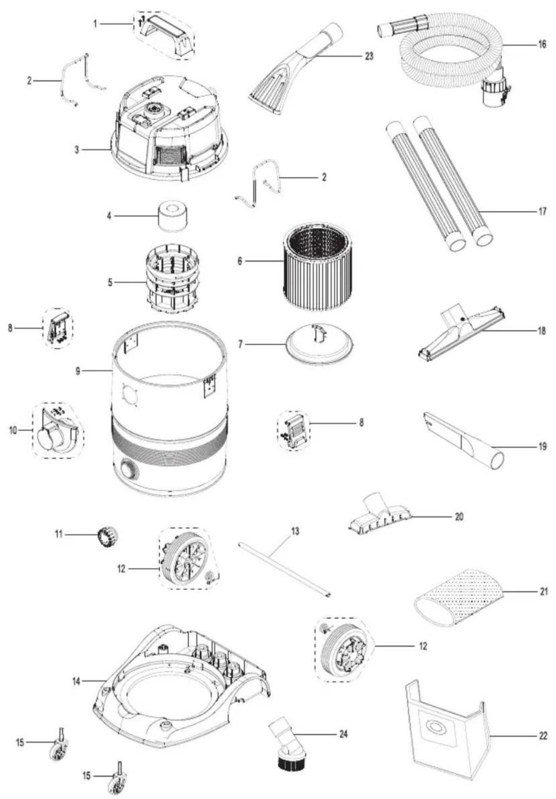 Vacmaster Professional VDK811PW 0201 - EXPLODED VIEW - 1