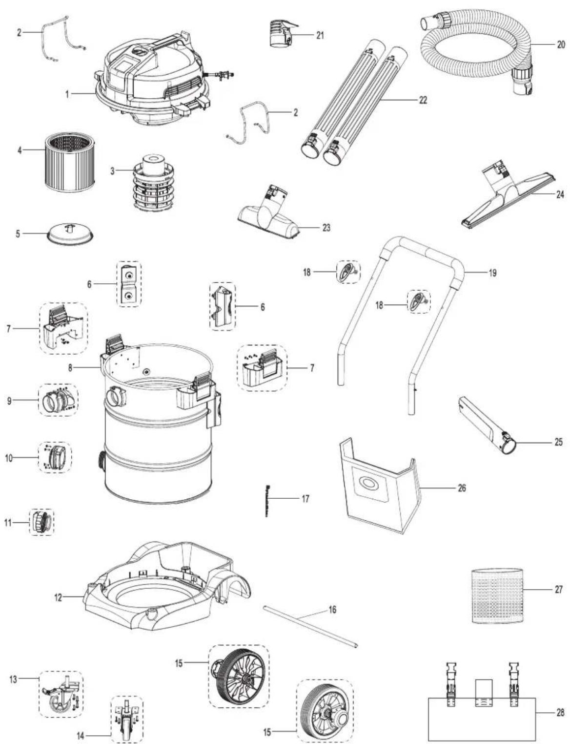 Vacmaster Professional VJE1412SW 0202 - EXPLODED VIEW - 1