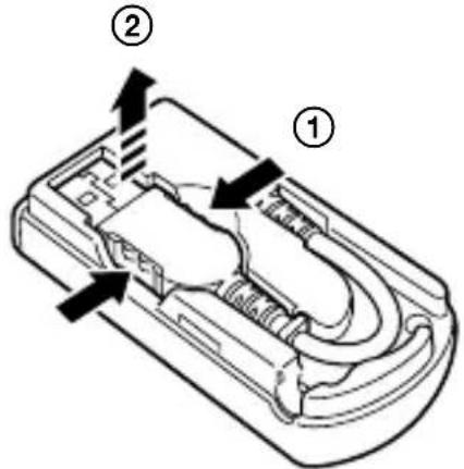 SONY DSR-PD150P - Removing the plug of the cable from its holder - 1
