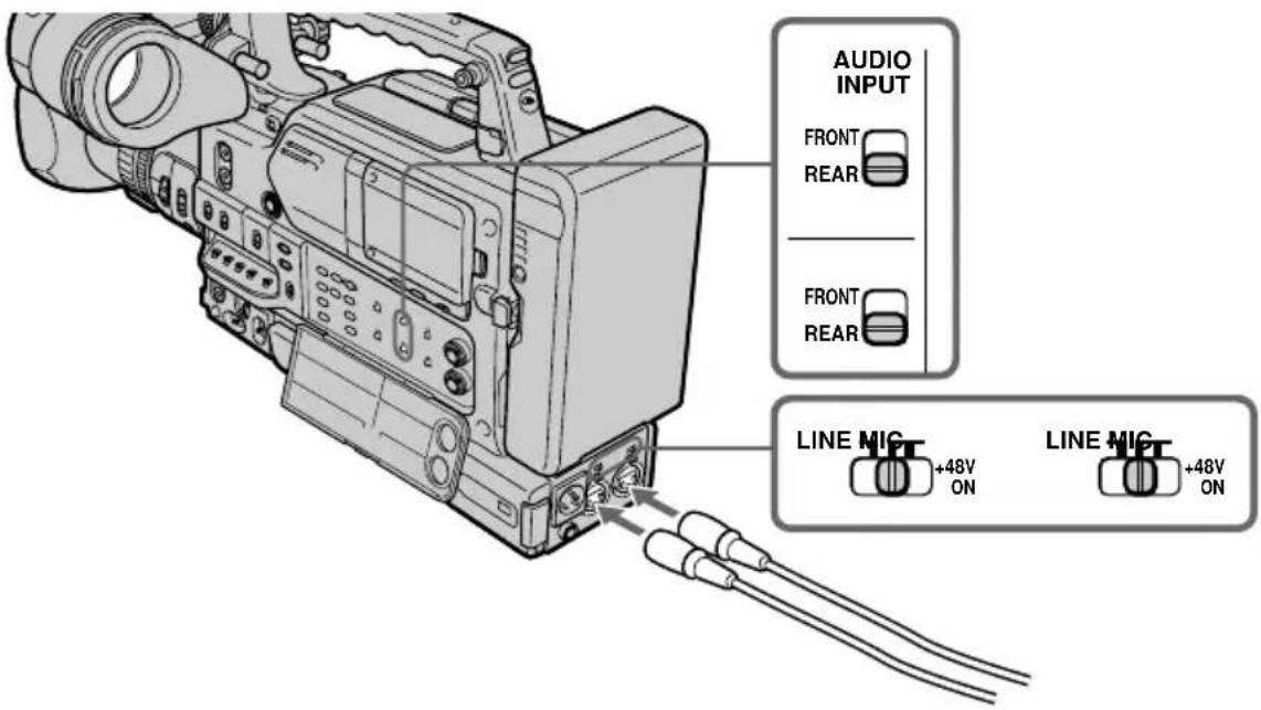 AUDIO INPUT FRONT REAR FRONT REAR LINE MIG +48V ON LINE MIG +48V ON