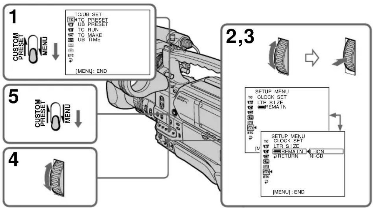 SONY DSR-250P - Réglage du type de batterie - 1