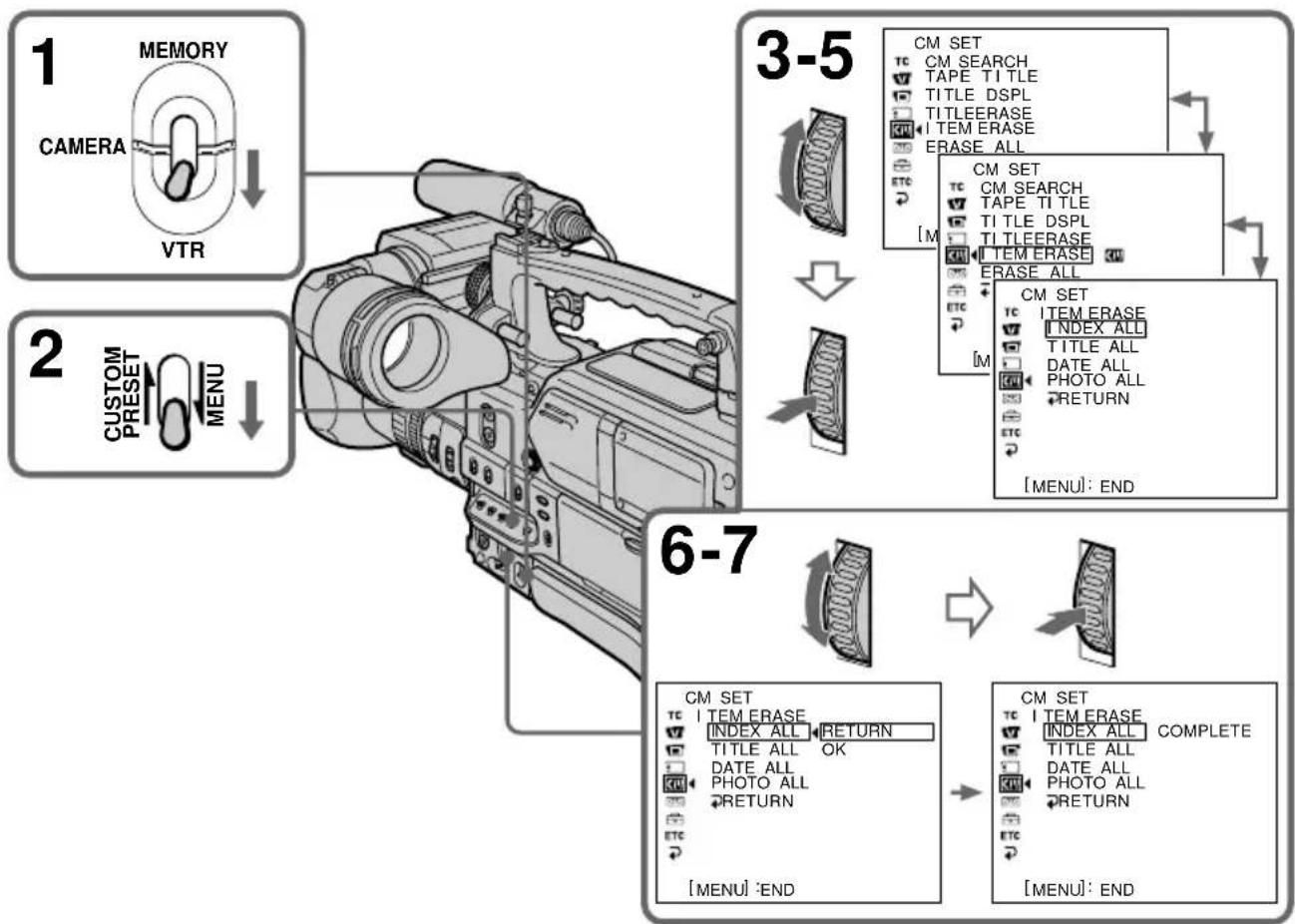SONY DSR-250P - Effacement des données de chaque paramètre séparément - 1