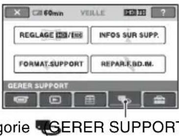 60mn VEILLE ? ? REGLAGE INFO/SUPP. INFOS SUR SUPP. FORMAT.SUPPORT REPAR.F.BD.IM. GERER SUPPORT gorie GERER SUPPORT