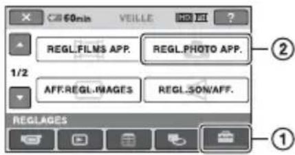 60min VEILLE REGL FILMS APP. REGL PHOTO APP. 1/2 AFF.REGL IMAGES REGL SON/AFF. REGLAGES ①