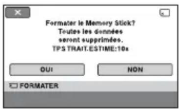 Formater le Memory Stick? Toutes les données seront supprimés. TPS TRAIT.ESTIME:10s QUI NON FORMATER