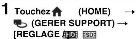 1 Touchez ↑ (HOME) → (GERER SUPPORT) → [REGLAGE HD: SD: