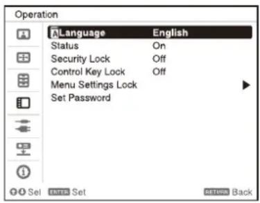 SONY VPL-CXZ10 - Selección del idioma de los menús - 1