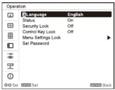 SONY VPL-CXZ10 - Auswählen der Menüsprache - 1