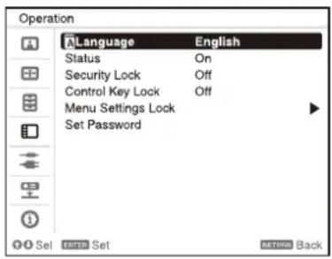 SONY VPL-CXZ10 - Selezione del menu Language - 1