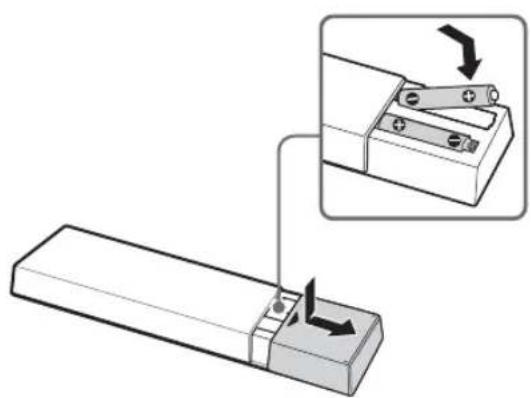 SONY KDL-42W658A - Inserting batteries into the remote control - 1