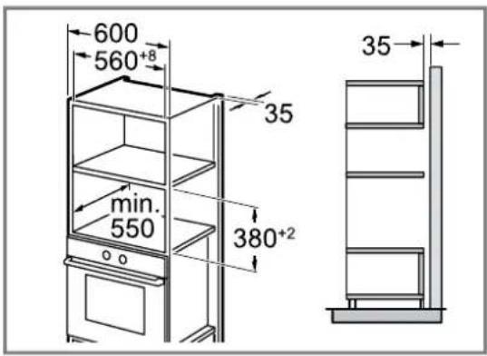 NEFF HLAWD23N1F - Cotes d'encombrement dans le placard vertical - 1
