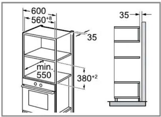 SIEMENS BF555LMB1 - Cotes d'encombrement dans le placard vertical - 1