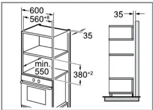 SIEMENS BF520LMA1 - Cotes d'encombrement dans le placard vertical - 1