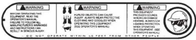 Maruyama E270 - Safety and Instruction Decals - 2