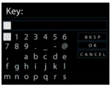 Key: 0 1 2 3 4 5 6 7 8 9 , _ - @ , a b c d e f g h i j k l m n o p q r s B K S P O K C A N C E L