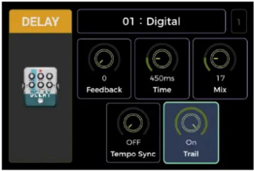Mooer GE200 Pro Li - Trails lorsque les modules sont activés/désactivés à l'intérieur d'un preset : - 1