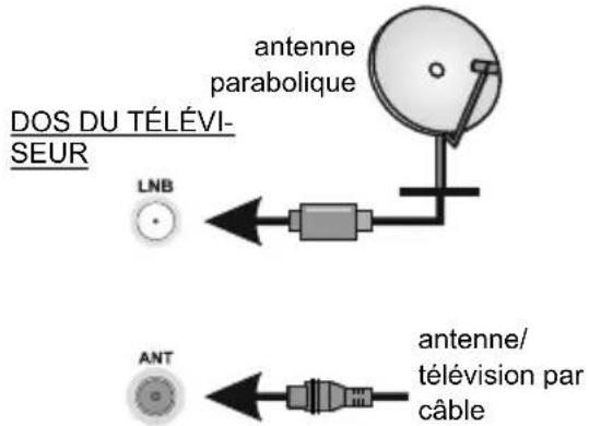 DOS DU TÉLÉVI- SEUR LNB antenne parabolique ANT antenne/ télévision par câble