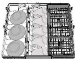 WHIRLPOOL W8I HT58 TS - Les couteaux et autres ustensiles avec des bords tranchants doivent être placés dans le panier à couvert avec la pointe vers le bas. - 1