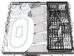 WHIRLPOOL W8I HT58 TS - Cuțitele și alte ustensile cu margini ascuțite trebuie poziționate cu lamele în jos. - 1