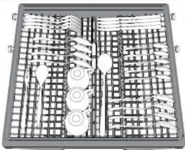 WHIRLPOOL W0I D751A X - Knives and other utensils with sharp edges must be positioned with the blades facing downwards. - 1