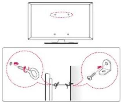 Diagram showing a monitor with an elliptical lens and two close-up views of a mechanical component, likely illustrating a mechanical or electrical setup.