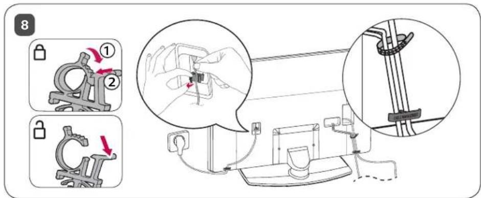 Technical diagram illustrating mechanical assembly steps with numbered instructions and magnified views