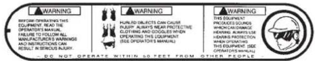 Maruyama BT230L - Safety and Instruction Decals - 2