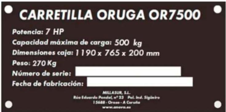 Anova OR7500 - Informazioni sulla targa dati - 2