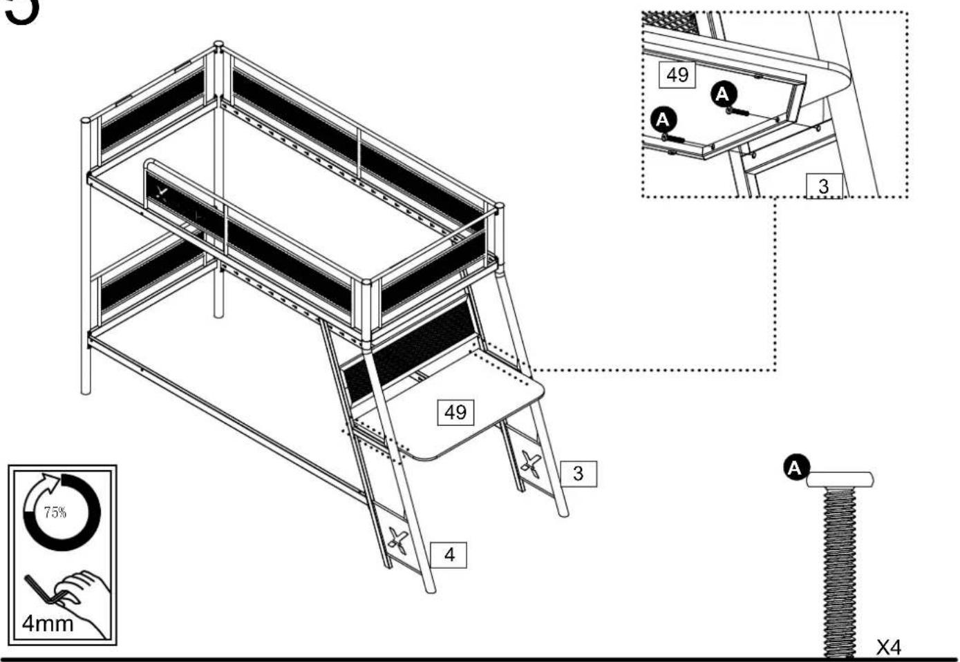 X Rocker Armada-Over-Twin Bunk Bed with - Fittings (T00012300B00) - 21